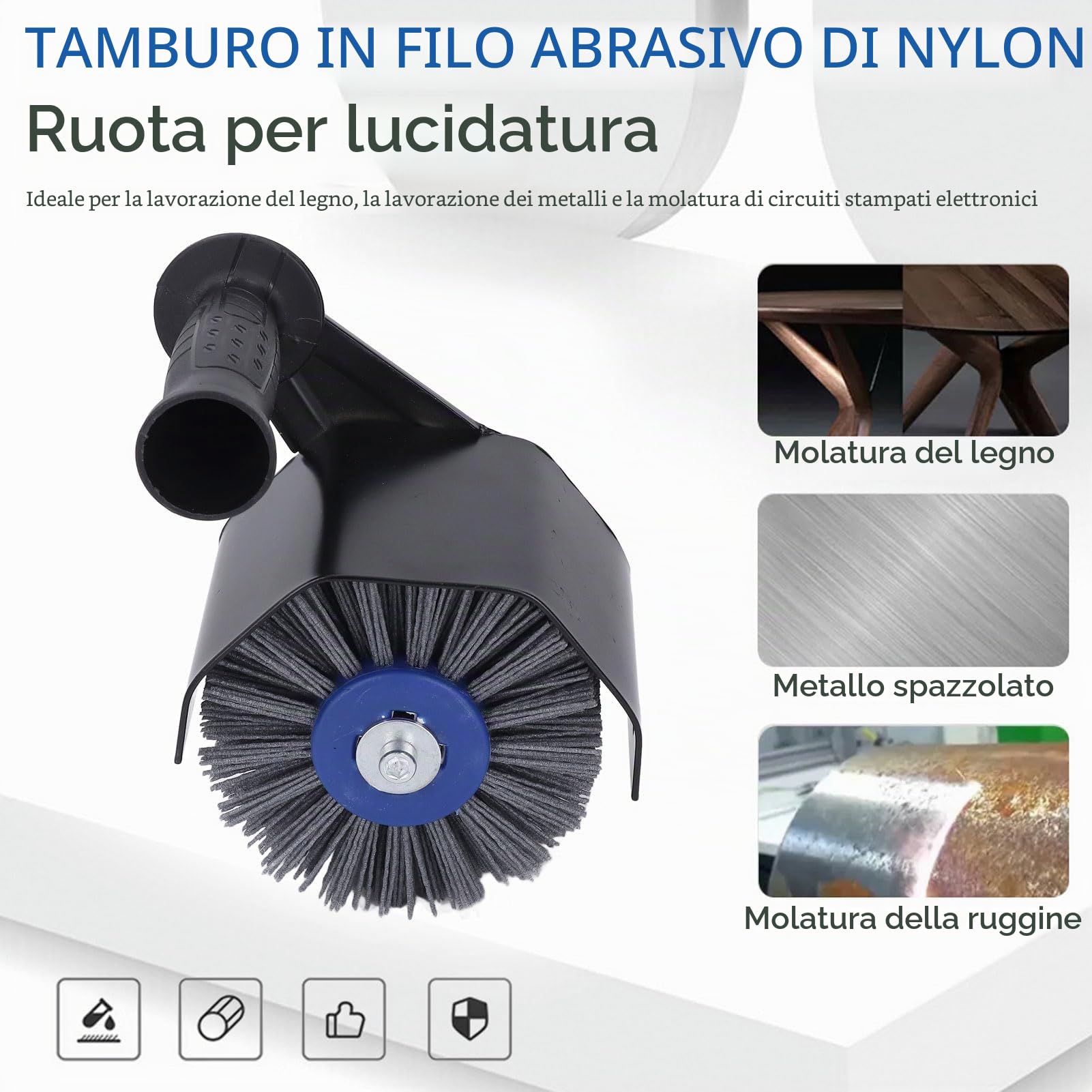 Kit Lucidatrice per Lucidatura, Levigatrice Elettrica Lucidatrice Grana 80 Accessorio per Smerigliatrice Angolare con 2 Ruote Lucidanti, per la Smerigliatura di Legno e Metallo