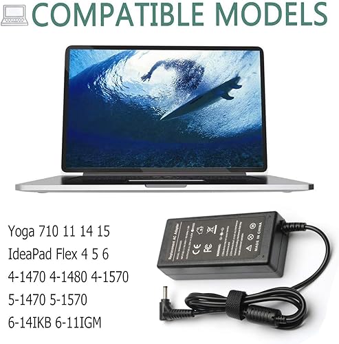 Miniatura 3 de Cargador de CA de 65 W y 45 W para Lenovo IdeaPad 100S 110 110S 120 120S 310 320 330S S340 510 710S, Flex 4 1470 1580 1130 Flex 5 1570 1470 ADL45WCC