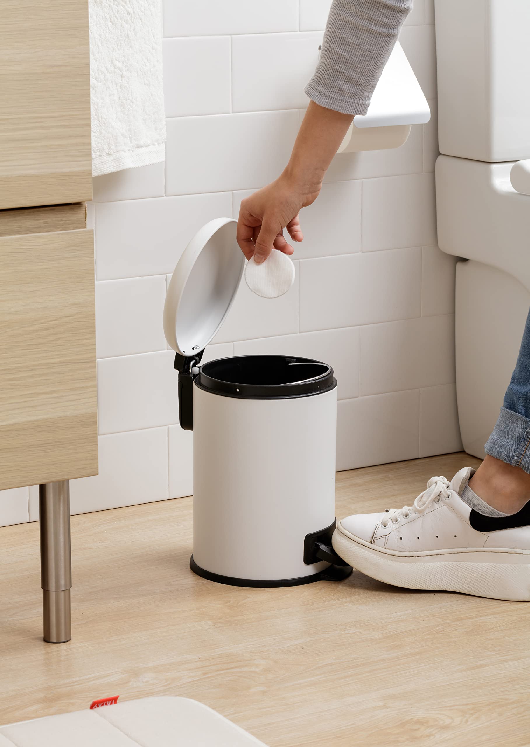 TATAY Cestino Da Bagno Con Pedale - Acciaio Inox, 3L, Interno Estraibile, Senza BPA - Foto 10