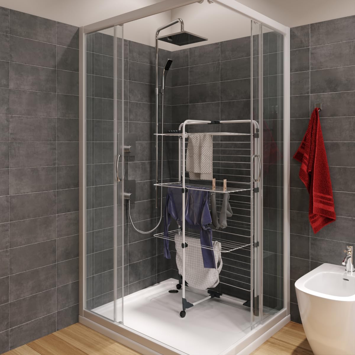 Vileda Modular 3 | Séchoir à Linge Tour à 3 Niveaux | Joint modulable | Facile à déplacer| pour intérieur et extérieur | Pliable