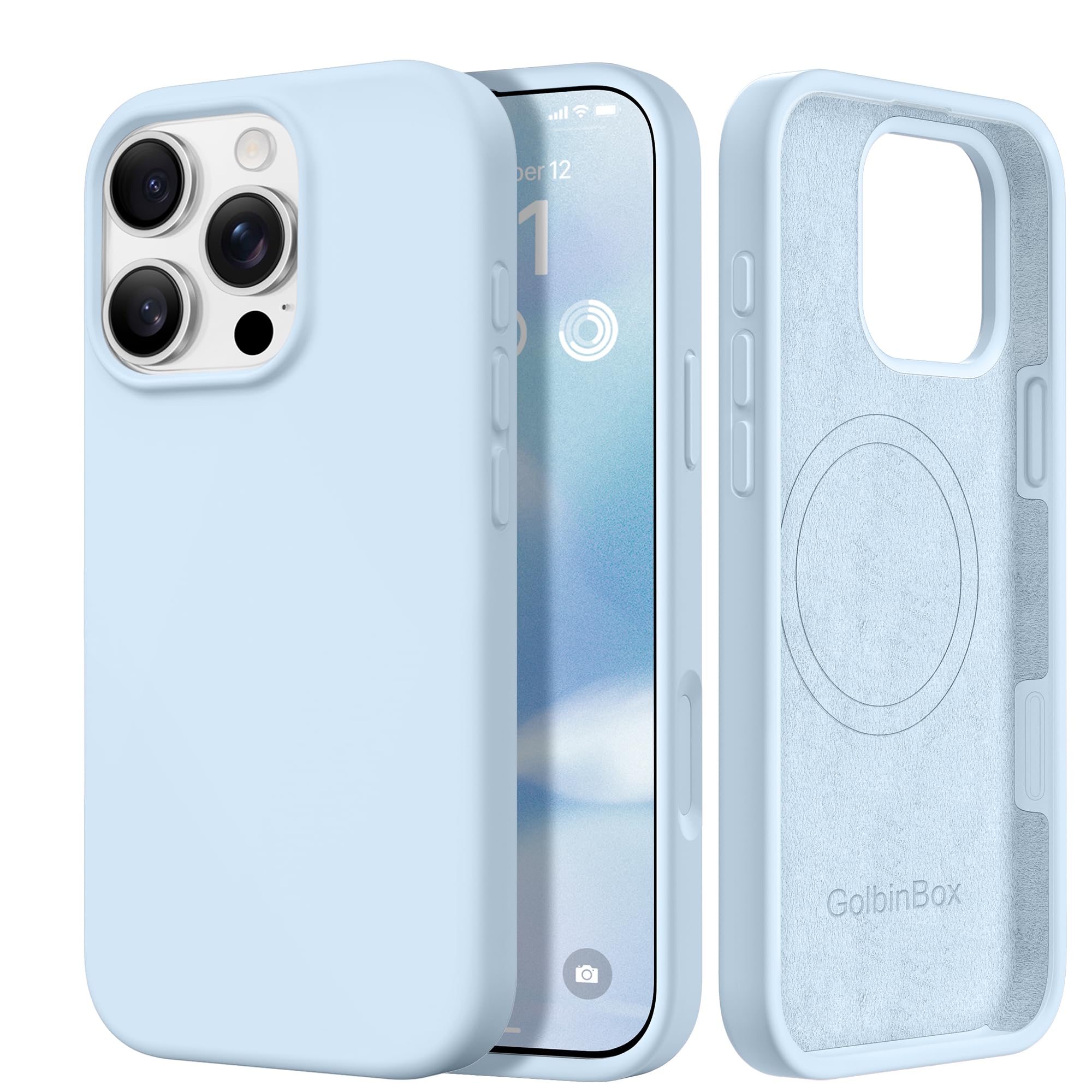 GolbinBox Magnetic for iPhone 16 Pro Case, Silicone Cover, Blue