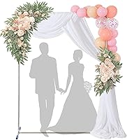 Vista 10 de Soporte de arco de boda, arco de 7 x 4 pies para ceremonia de boda, marco de soporte cuadrado de metal resistente para fiesta, jardín, aniversario