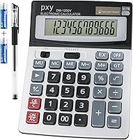 PXY Desk Calculator 12-Digit Extra Large LCD, Big Comfortable Buttons, Solar & Battery Dual Power - Office Home School Basic Calc