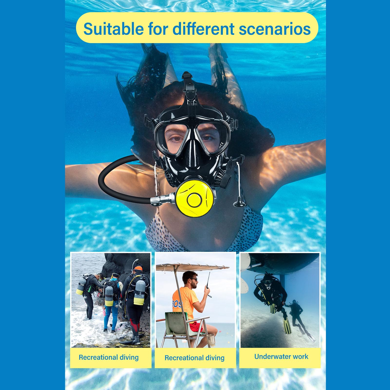 Diving Gear, 1L Mini with Full Face Diving Mask, Small Diving Oxygen Cylinder Portable Dive System with Camera Mount for Underwater Breathing Training