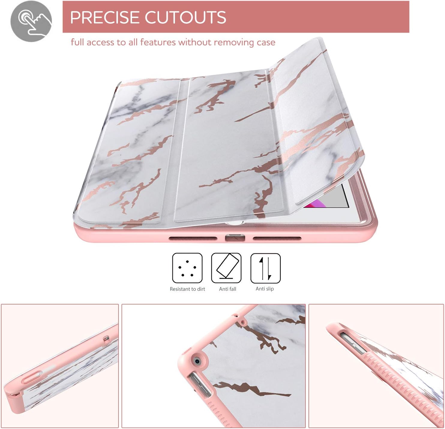 Black Friday - 80% OFF SURITCH for iPad 9th/8th/7th Generation, iPad 10.2 Case, [Built in Screen Protector] [Pencil Holder] Lightweight Leather Case Smart Cover and Magnetic Trifold Stand for iPad 2021/2020/2019(Marble)