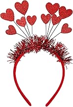 Heart Headband Red, Glitter Hearts Headband, Red Hearts Headband Women Girls Hair Band Hair Accessories for Valentine's Day Wedding Birthday Festival Party, Fancy Dress Party, Valentines Party