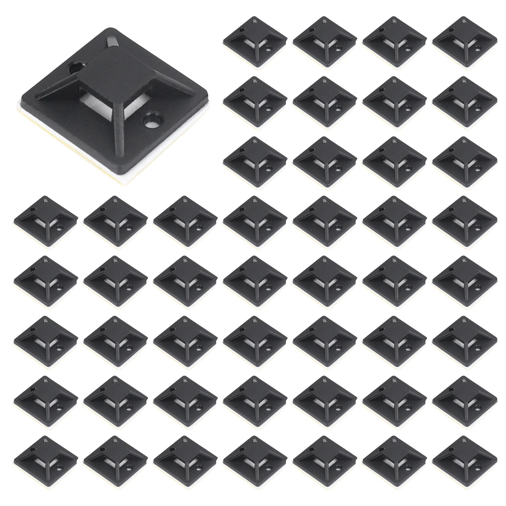 100 Kabelbinder-Halterungen Selbstklebend 20x20 Mm - Für Kabelmanagement