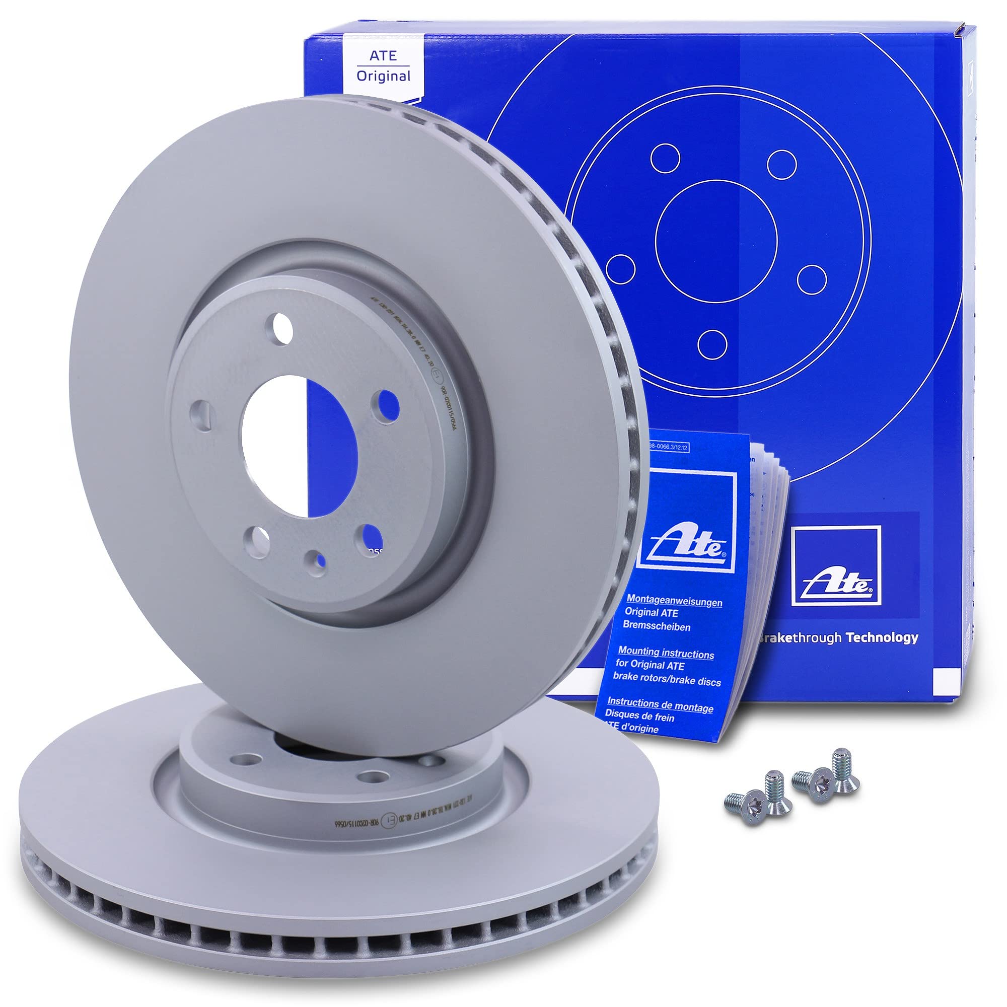 ATE Set freni incl. dischi freno anteriori ¯ 320 mm ventilati + posteriori ¯ 300 mm pieni e pastiglie freno anteriori + posteriori e contatto di usura Compatibile con AUDI Q5 (8RB), Q5 Van (8RB)