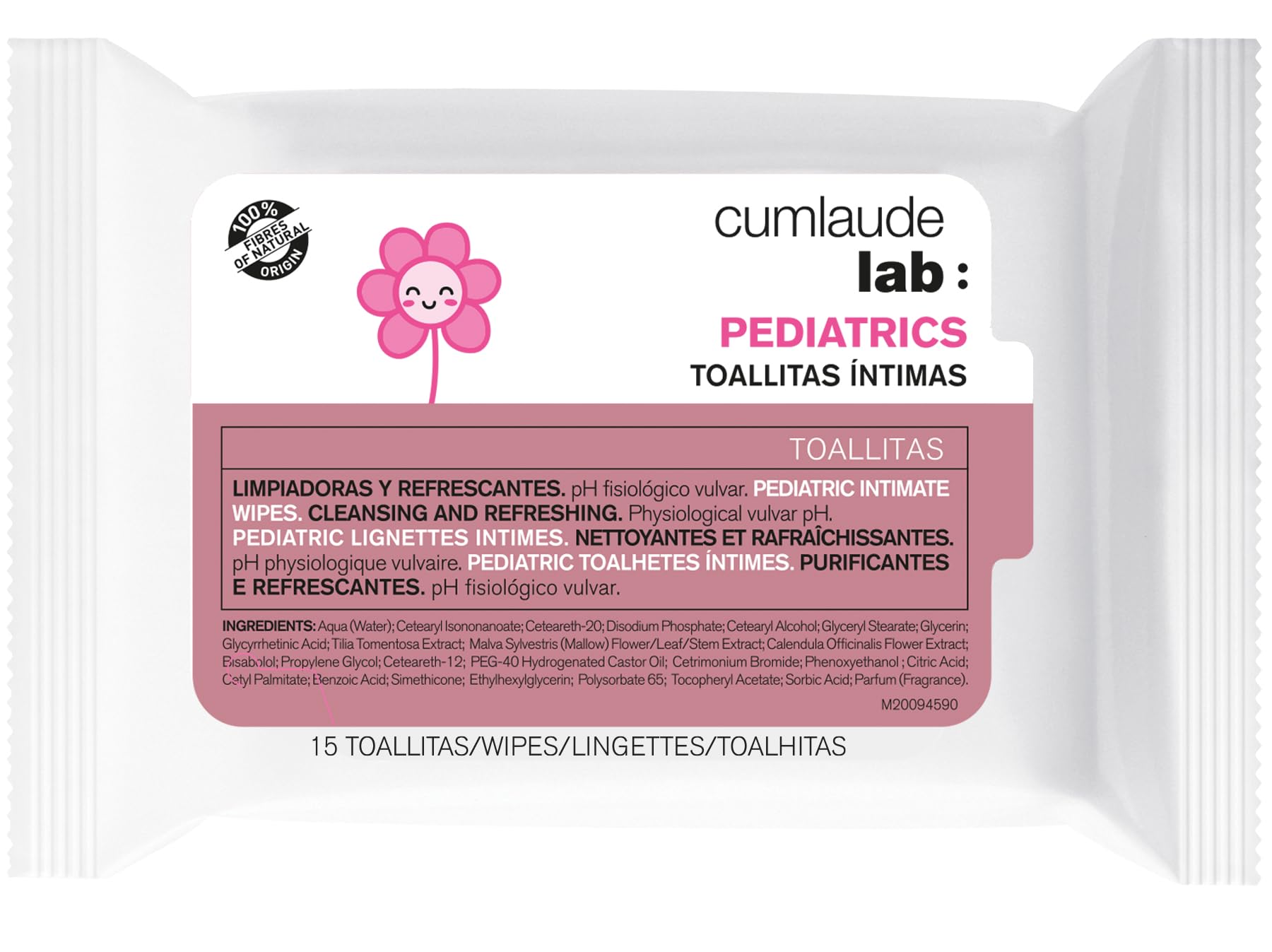 Cumlaude Lab Children's Intimate Wipes, Pack of 15, Cleansing and Refreshing, Physiological pH