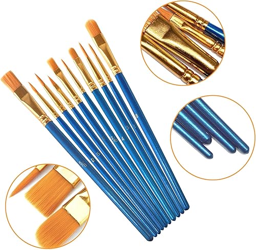 Miniatura 4 de Juego de 100 pinceles de pintura, 100 unidades, cepillos de pelo de nailon para óleo y acuarela, punta redonda pintada para artistas