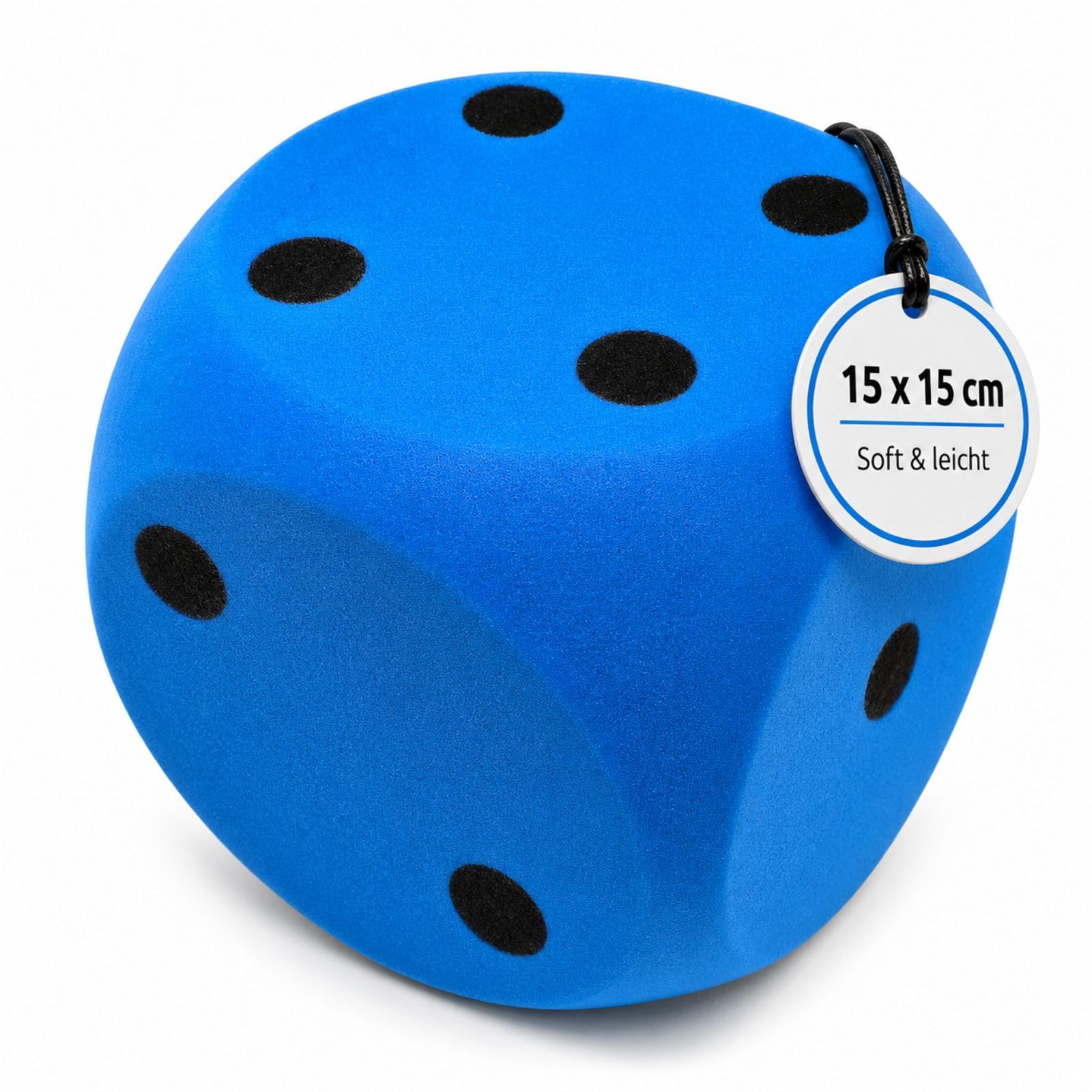 alldoro 63108 XXL kostka piankowa, niebieska, 15 x 15 cm, duża miękka kostka do gry, miękka i cicha, zabawa i nauka, do użytku wewnątrz i na zewnątrz