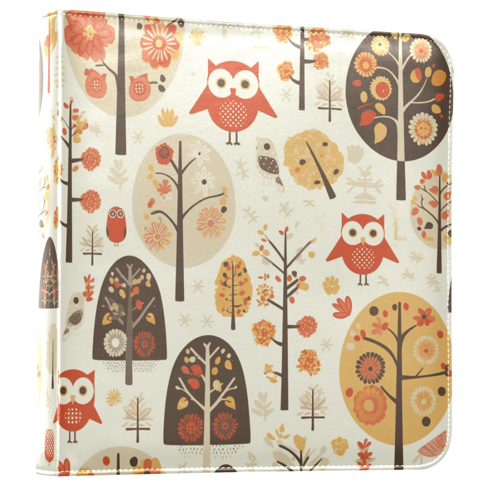 Kigai Cute Owls Photo Album Self Adhesive Scrapbook Album Leather Cover DIY Picture Scrap Book with 20 Adhesive Sheets, 11.8x24x0.8 inch
