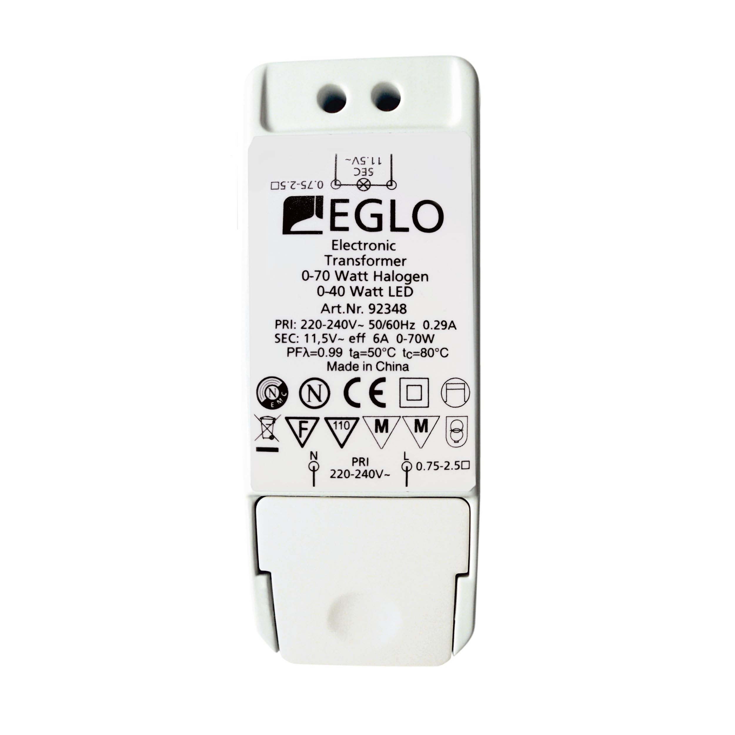 EGLO Trafo – Elektronischer Halogen-LED-Trafo, dimmbar, 0-40 W LED / 0-70 W Halogen