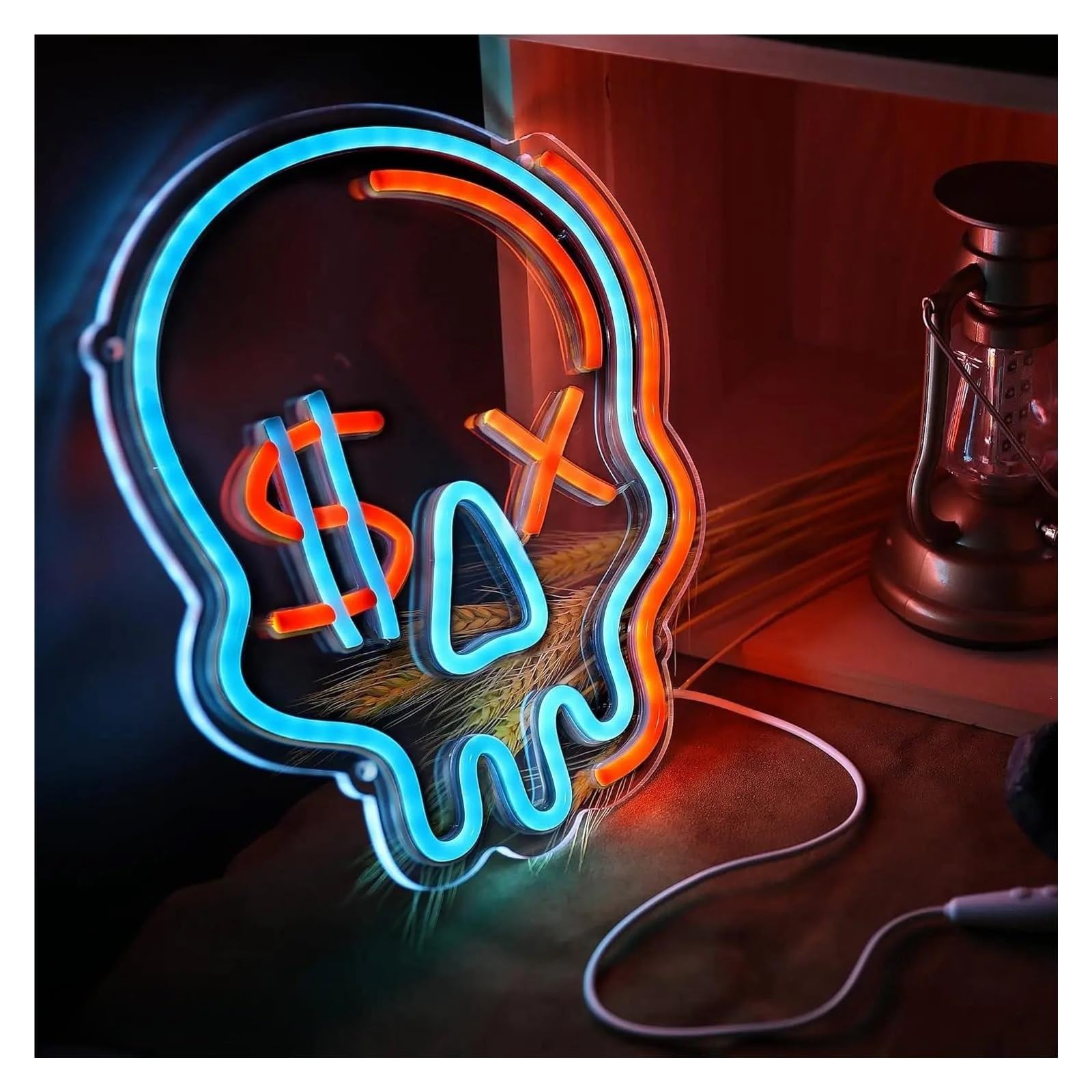 Luz de Diseño de Digital Lámpara De Neón LED Regulable Con Forma De Calavera Para Pared, Fiesta, Tienda, Club, Bar, Decoración De Habitación, Festival, Cumpleaños, Sorpresa 28CmX25Cm