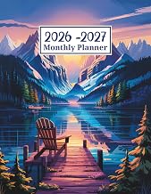 2026-2027 Monthly Planner: 2 Year Calendar with Inspirational Mountain Lake Cover, Large Appointment Book with Notes, Monthly Tabs & Holiday Reminders