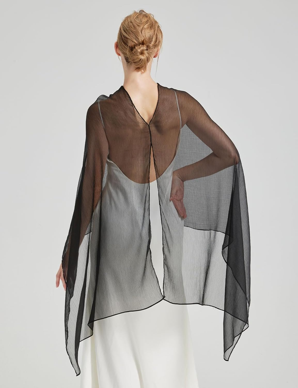 BEAUTELICATE Sheer Bridal Shawl for Wedding Dress 3 Multi-ways Shawl Bridesmaids Capelet Scarf - Image 3