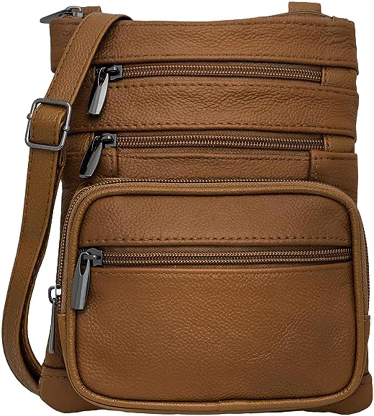 KredizLeather Crossbody purses for Women - travel bag with 4 Zippers, Soft & Durable Purses for Women Trendy