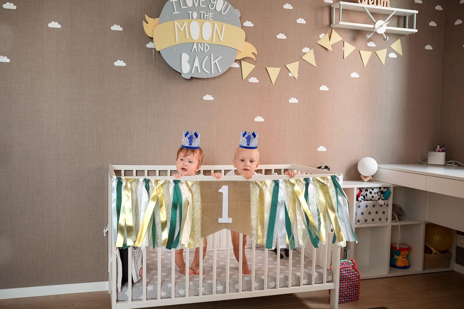 Birthday Hat, Birthday Party Hat, First Birthday Glitter Crown for Baby Boy/Girl 1st Birthday Party Supplies