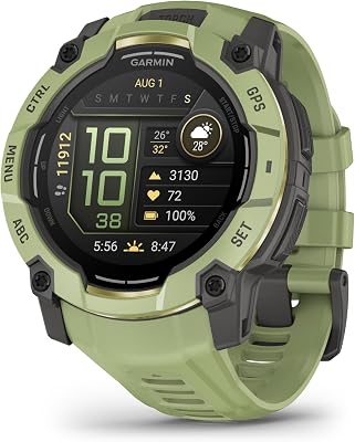 Garmin Instinct 3, Smartwatch, 50mm, Display AMOLED 1,3", Lunetta in metallo, 10ATM, GPS Multi-band, Torcia LED, 90+ App per lo Sport, GarminPay, Connect IQ, Autonomia 24 giorni, Fern Green