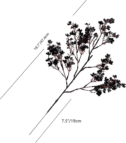 Miniatura 2 de Mandy's 6 paquetes de flores negras de seda de aliento de bebé, flores artificiales de otoño, ramo de gypsophila de 19.7 pulgadas para el día de la
