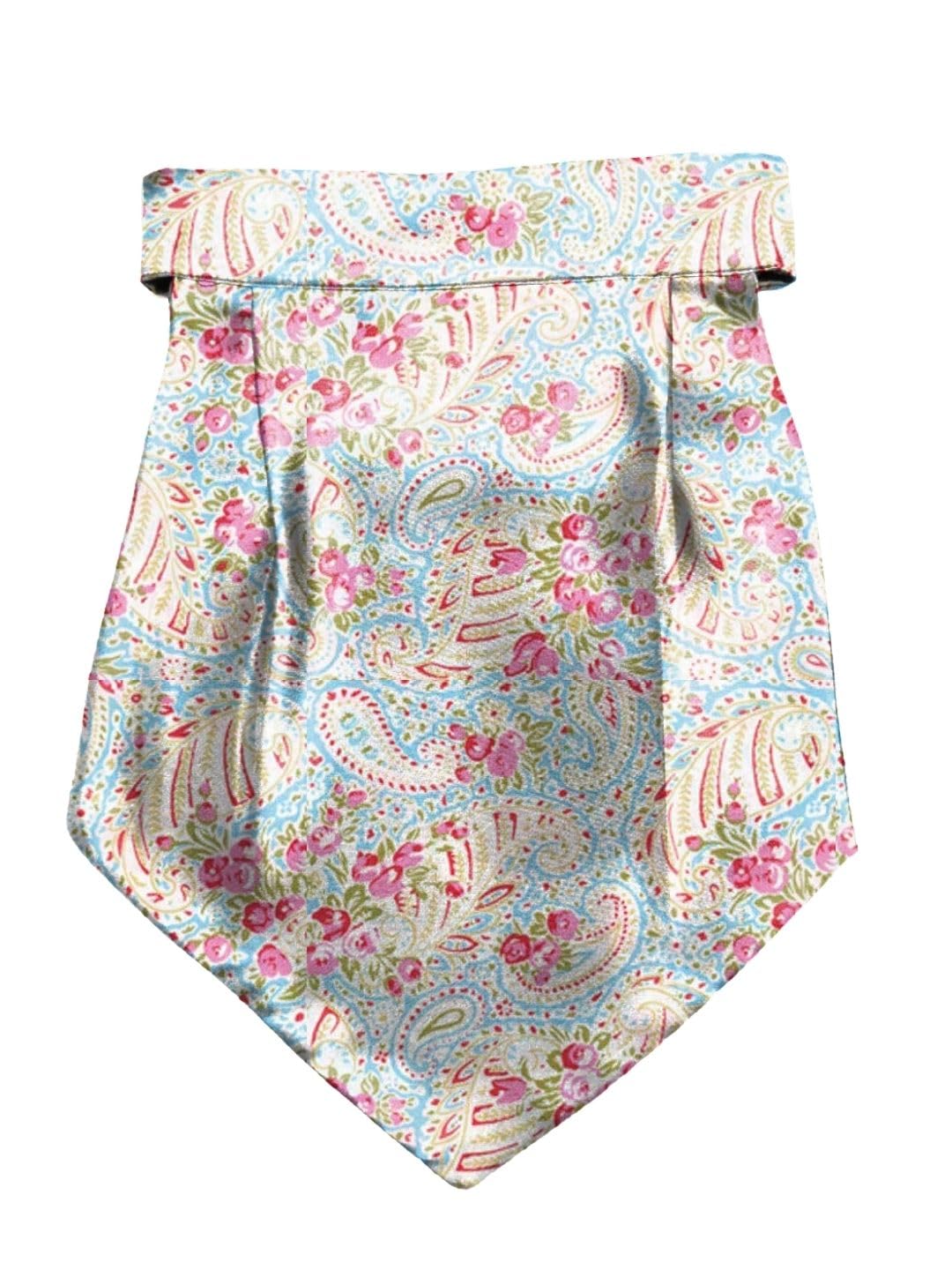Spanish Paisley Printed Cravat with Matching Pocket Square for Men - Scarf Neckwear Cravat for Men with Matching Pocket Square-image-44