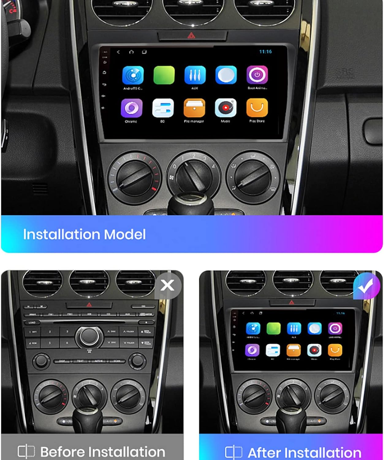 oreq car stereo radio 9in touch screen car multimedia player car fm stereo support gps navigation bluetooth wifi hand free calling for mazda cx7