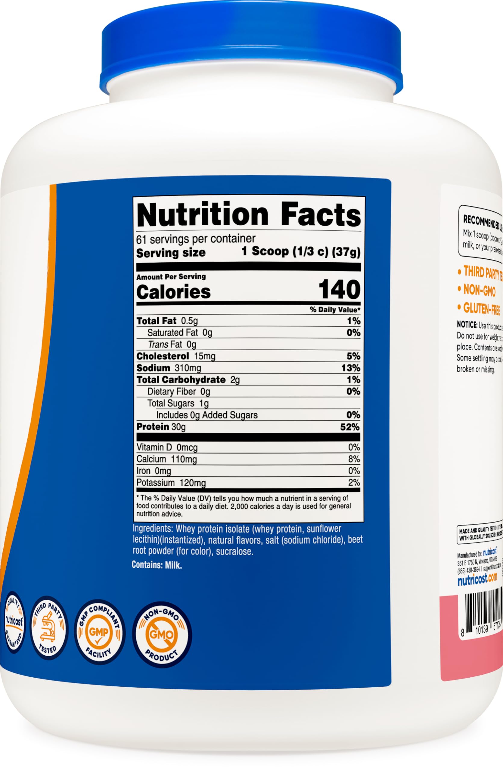 Nutricost Whey Protein Isolate (Strawberry Milkshake) 5LBS