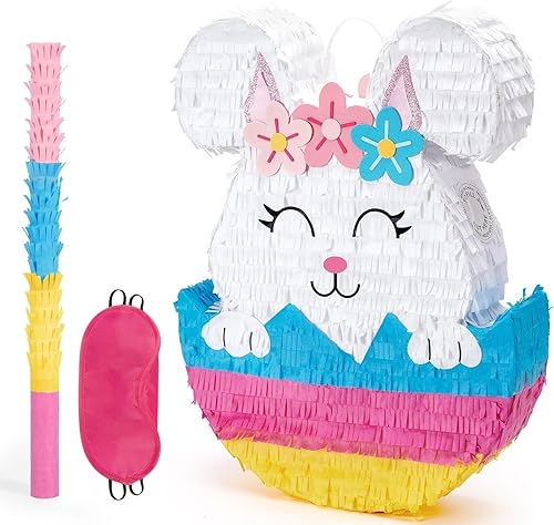 Miniatura 42 de Piñata plegable de unicornio, suministros para fiesta de cumpleaños, piñata extensible con bate y flecos, decoración de fiesta temática, piñatas