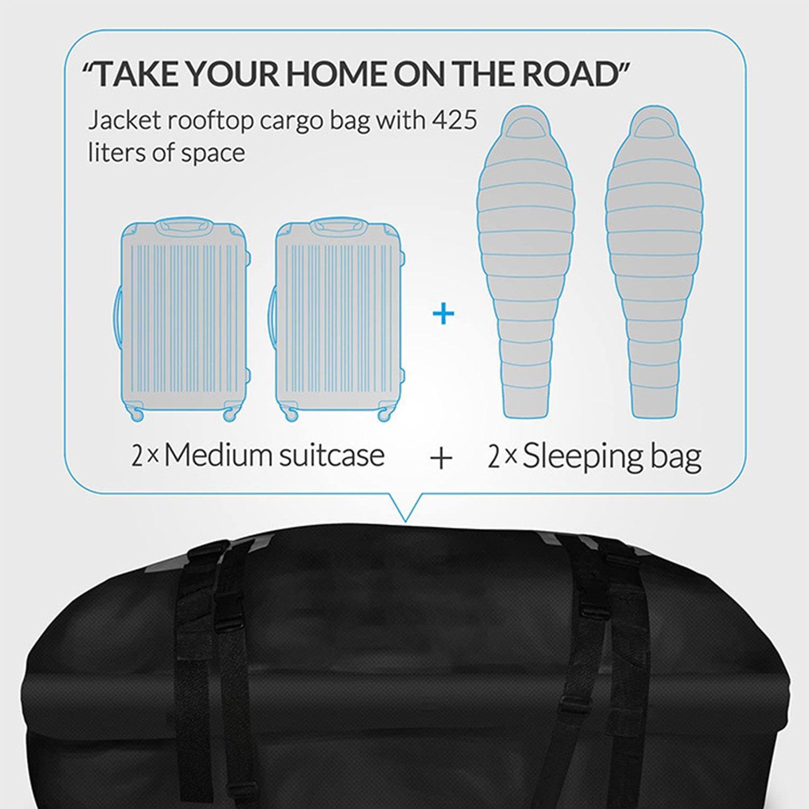 Borsa di ricarica impermeabile – portapacchi da tetto flessibile da 45 l | organizer per auto in tessuto Oxford ad alte prestazioni con cinghie rinforzate, per esterni, per auto, furgoni