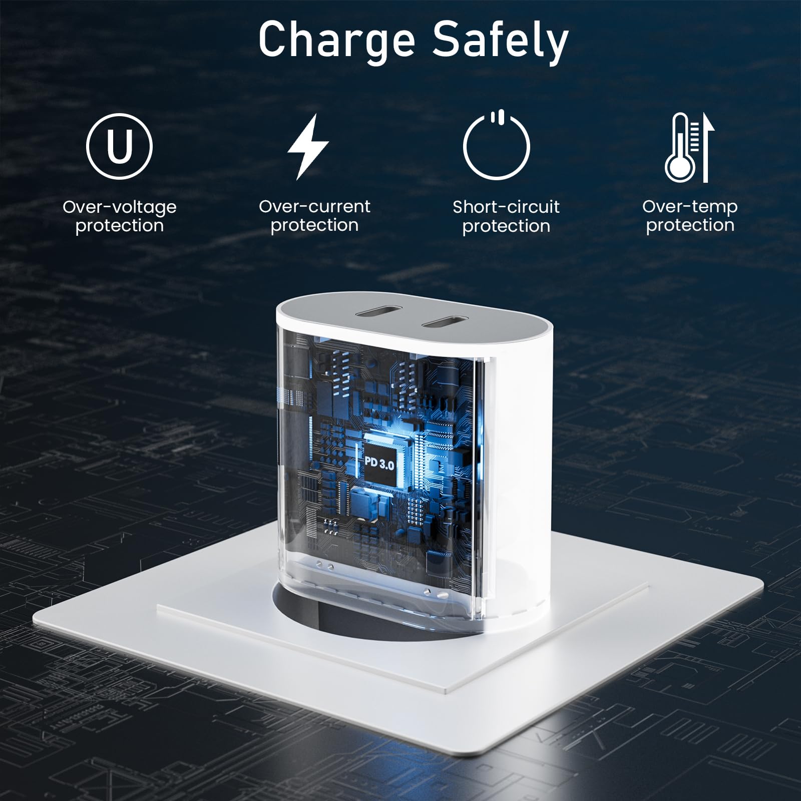 Caricatore USB C 20W 2-Porto Presa per iPhone 17/17 Air/17Pro/17 Pro Max/16/15/14/13/12/11 Plus Mini SE X XS XR, Samsung Galaxy, Alimentatore Spinotto Trasformatore USB C