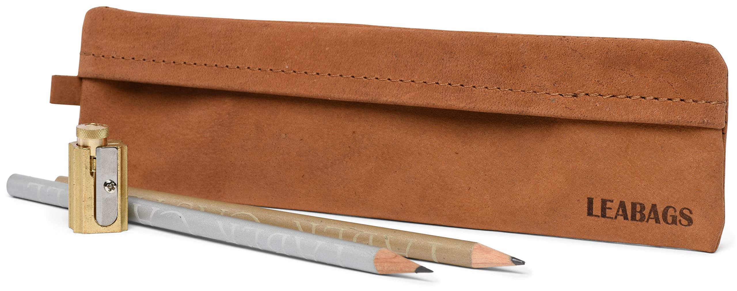 LEABAGSLeather Pencil Case - Genuine Leather Pencil Pouch Fort Vaux - Pen Case for Adults Men Women Work University