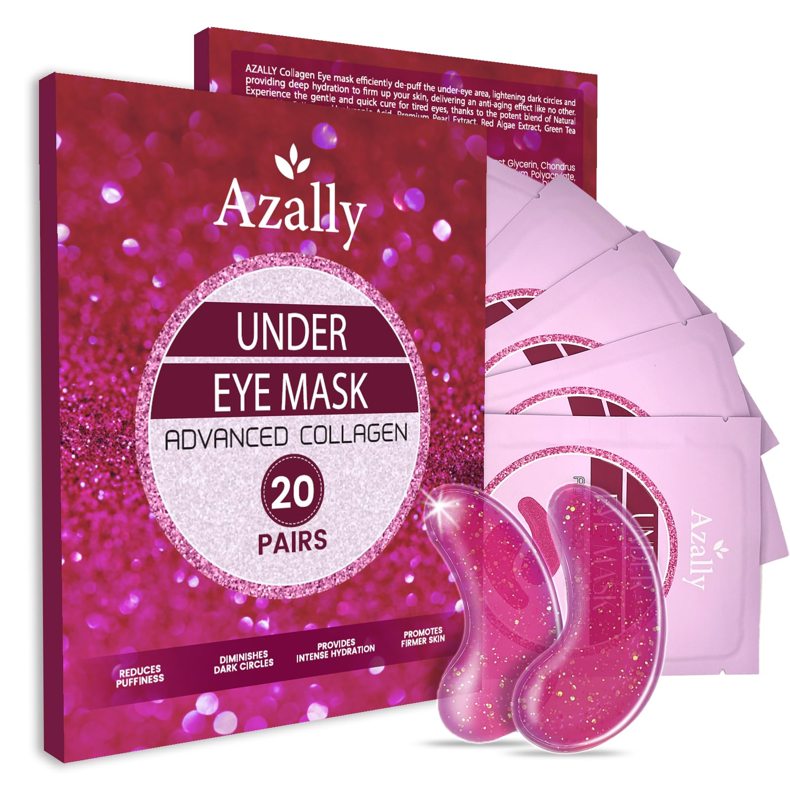 Under Eye Patches for Dark Circles and Puffy Eyes: Collagen Eye Mask for Under Eye Bags and Wrinkles with Hyaluronic Acid Vitamin C & E and Rose Extract- Small Gifts for Women - 20 Pairs