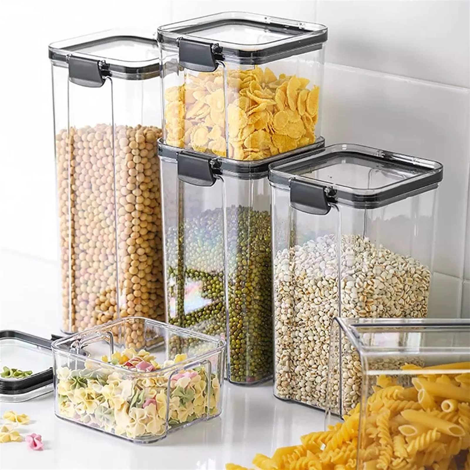 Barattolo di caffè Contenitori per alimenti, Lattine ermetiche, Scatole di plastica, Scatole di immagazzinaggio impilabili, Contenitori per alimenti impilabili, Serbatoi di stoccaggio del