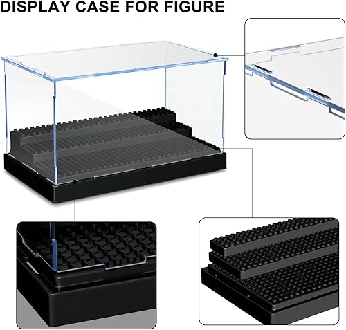 Miniatura 5 de KKU Vitrina para bloques de figuras de acción de minifiguras, caja de exhibición de minifiguras acrílicas, caja de almacenamiento con 3 escalones