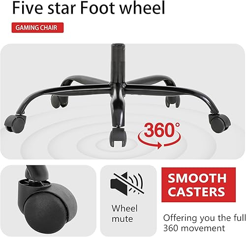 Miniatura 7 de PayLessHere Silla de escritorio para videojuegos, silla ergonómica de oficina con soporte lumbar, reposabrazos acolchados, reposacabezas ajustables,