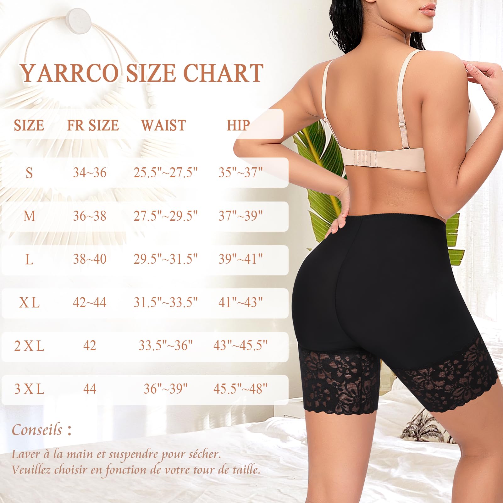 Short Anti Frottement Cuisse Femme Dentelle sous Robe Legging #1 Noir 295-2XL Checking 339