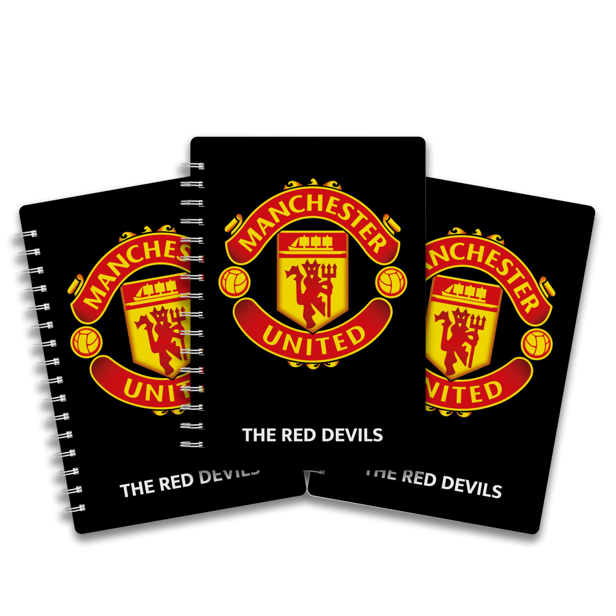 Pack of 3 - A5 Lined Wire-Bound Notebooks featuring the 'The Red Devils' - Man Utd.