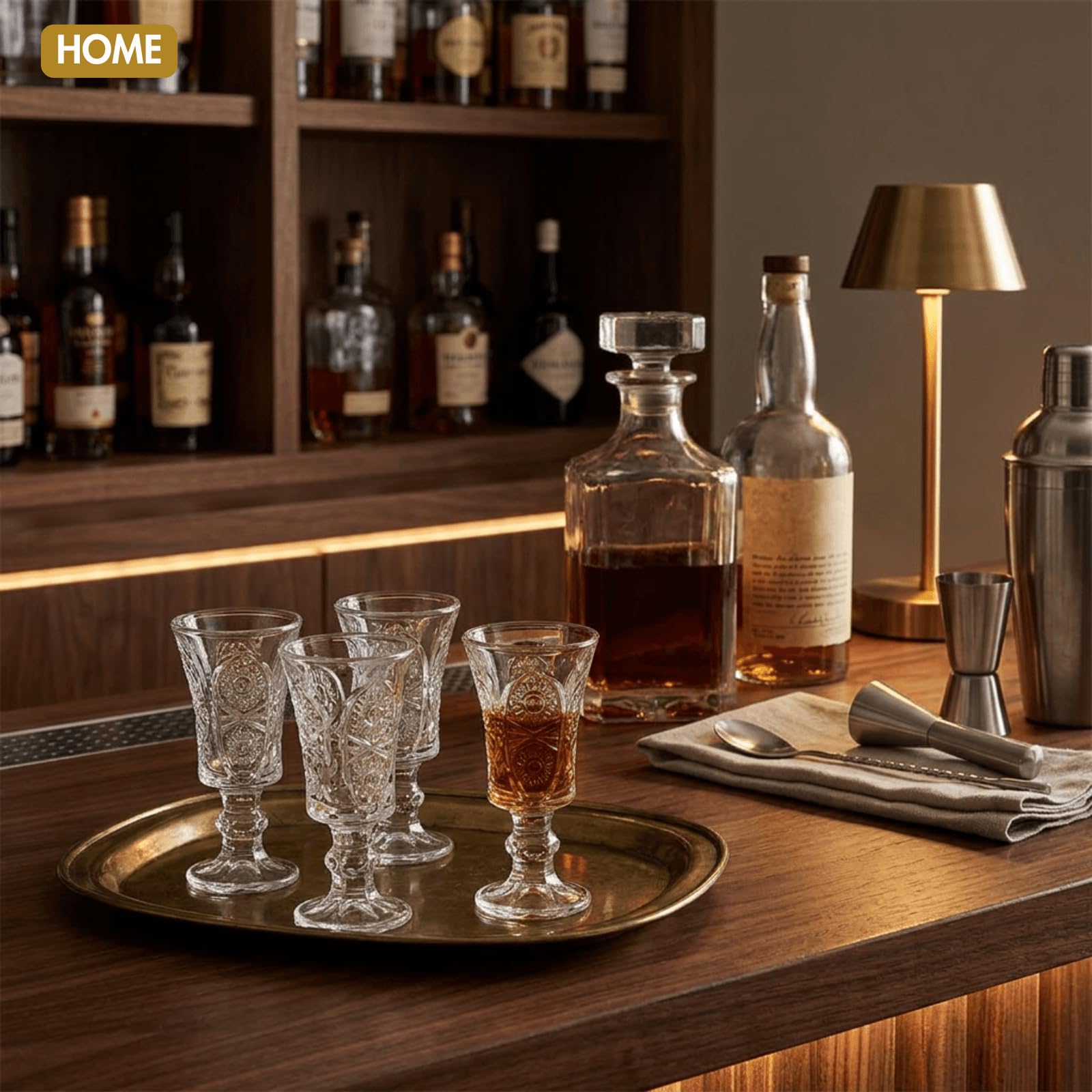 Youeon Juego de 12 vasos de chupito de 1.5 onzas, vasos de chupito de vidrio grabado con base pesada, vasos pequeños para tequila, whisky, vodka, licor, mini vasos cordiales para bar de fiesta