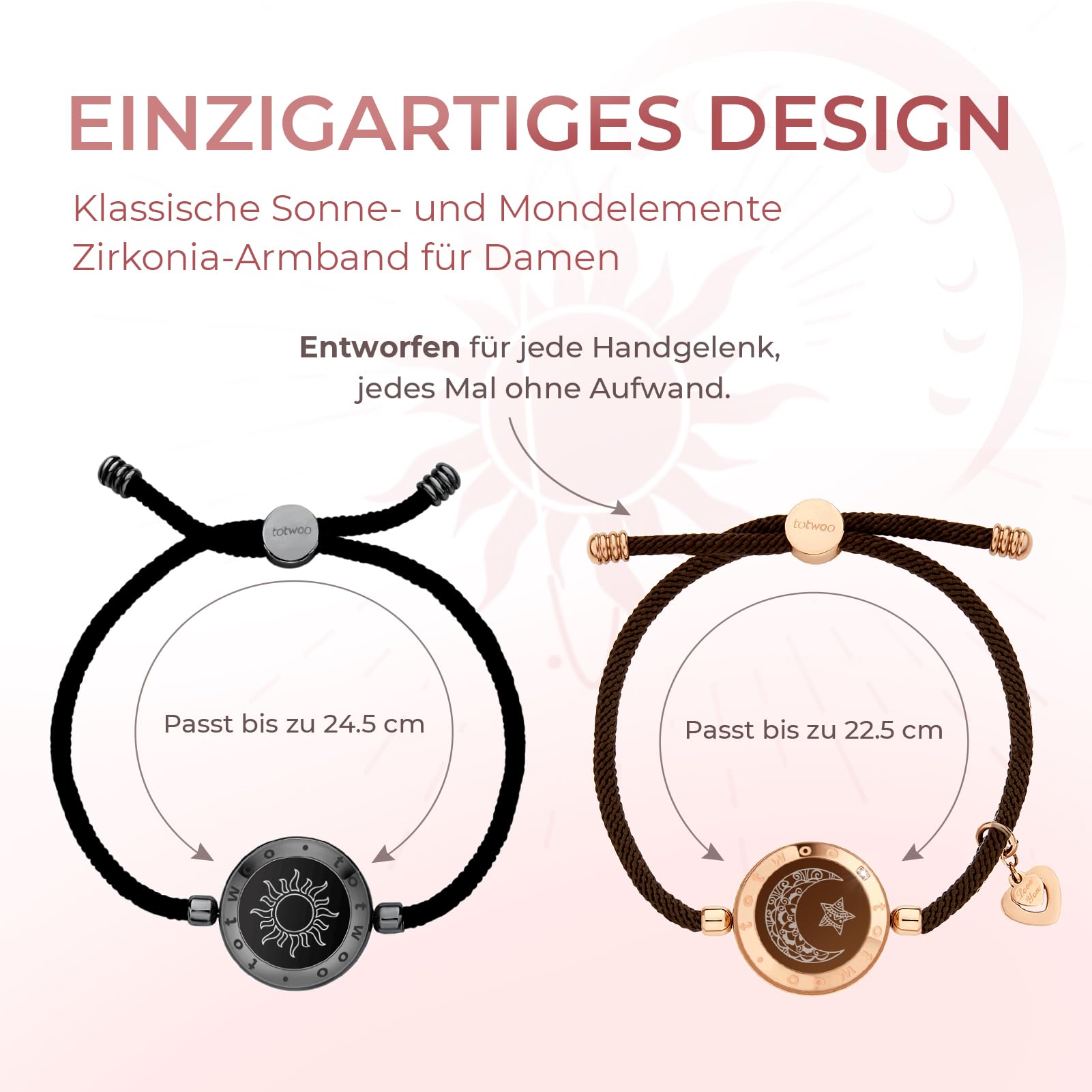 TOTWOO Bracciali per Coppie con Collegamento Bluetooth Uno a Uno tramite App, Luci e Vibrazione al Tocco – Regalo Romantico per San Valentino e Relazioni a Distanza in Acciaio Inossidabile 316L