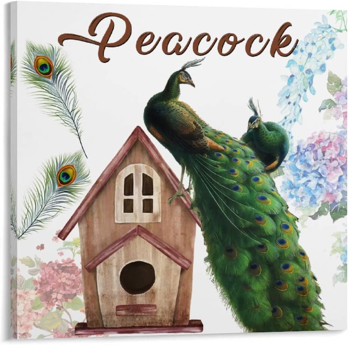 Country Style 16x16in Wall Hanging Wood Frame Posters Watercolor Animal