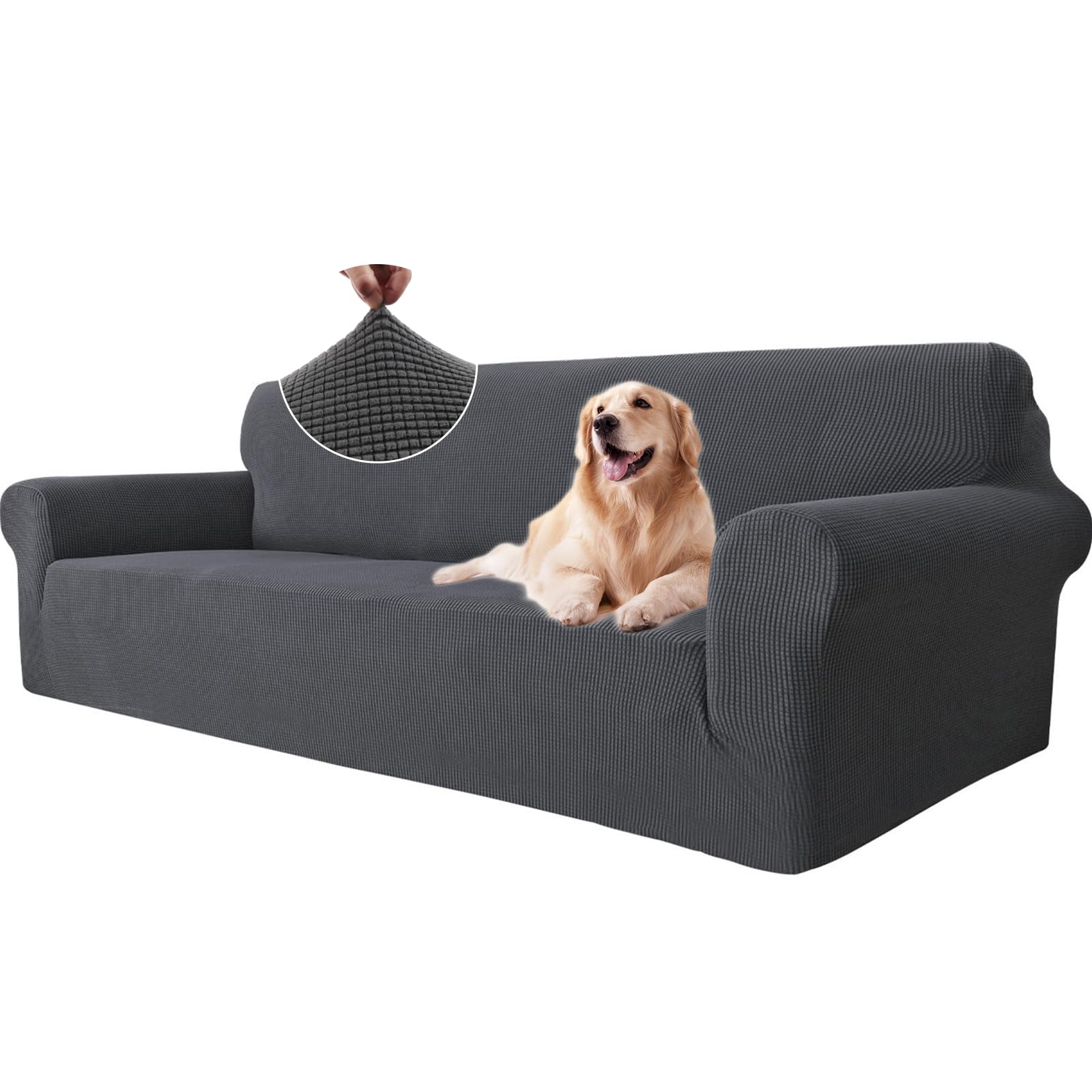 Ystyle Elasticas Funda Sofa 4 Plazas, Fundas de Sofa Ajustables con Reposabrazos, Gruesa Funda Sofá Anti Gatos Perros y Mascotas, Moderna Cubre Sofa Antimanchas Lavable, Gris Global Recycled Standard Global Recycled Standard Global Recycled Standard
