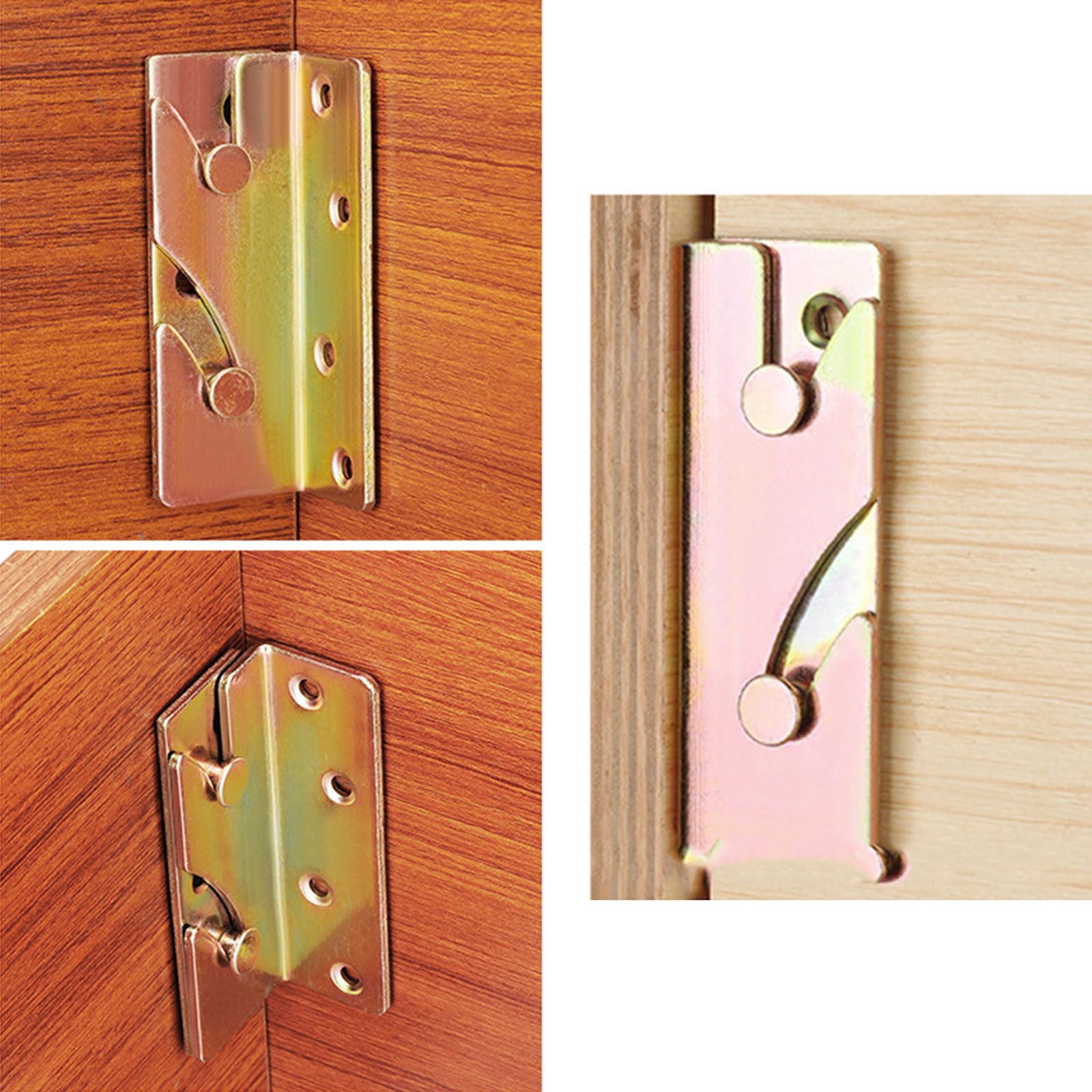 Wmzjnljy 4pcs Bed Brackets Corner Heavy Duty Non-Mortise Bed Hinges Fixing Corners Hardware Frame Bracket Fittings Fastener(Z53-1) - Image 4