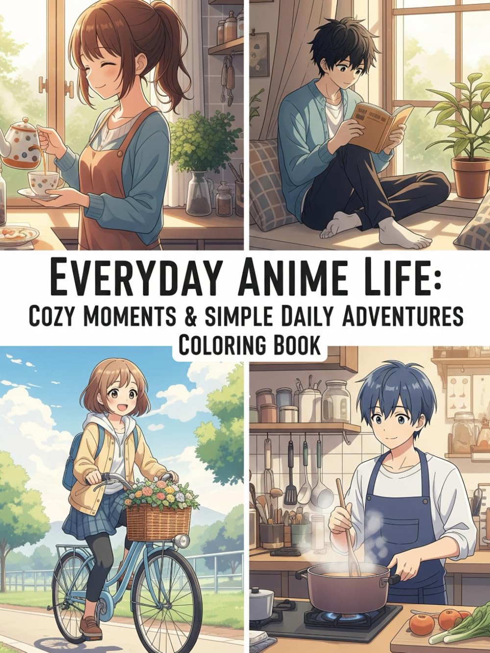 Everyday Anime Life: Cozy Moments & Simple Daily Adventures Coloring Book