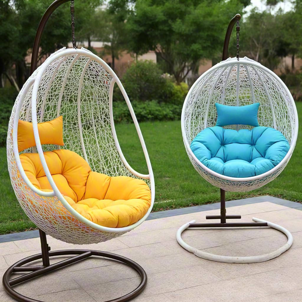 Egg Chair Cushion Swing Hanging Chair Cushion Thicken Thick Hanging Basket Chair Bench Cushion Pad Rattan Cushion for Garden Outdoor Indoor Patio (Only Cushion),Offwhite,110CM