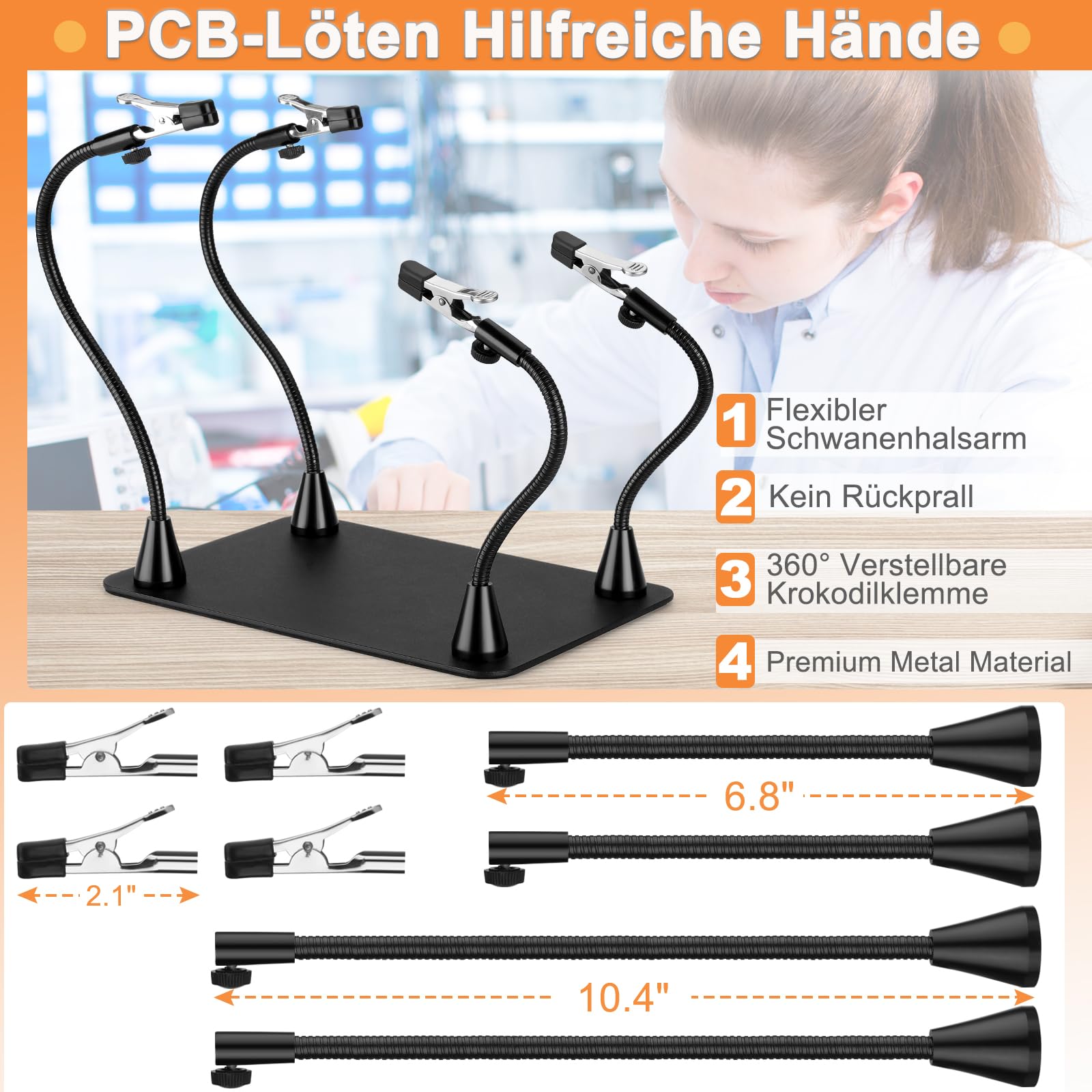 Drdefi Soldadura de Tercera Mano, PCB Magnéticos Flexibles 4 Brazos, Estación de Soldadura con Pinzas de Cocodrilo, Herramienta de Soporte de Placa de Circuito Impreso, Manualidades, Joyas, Hobby