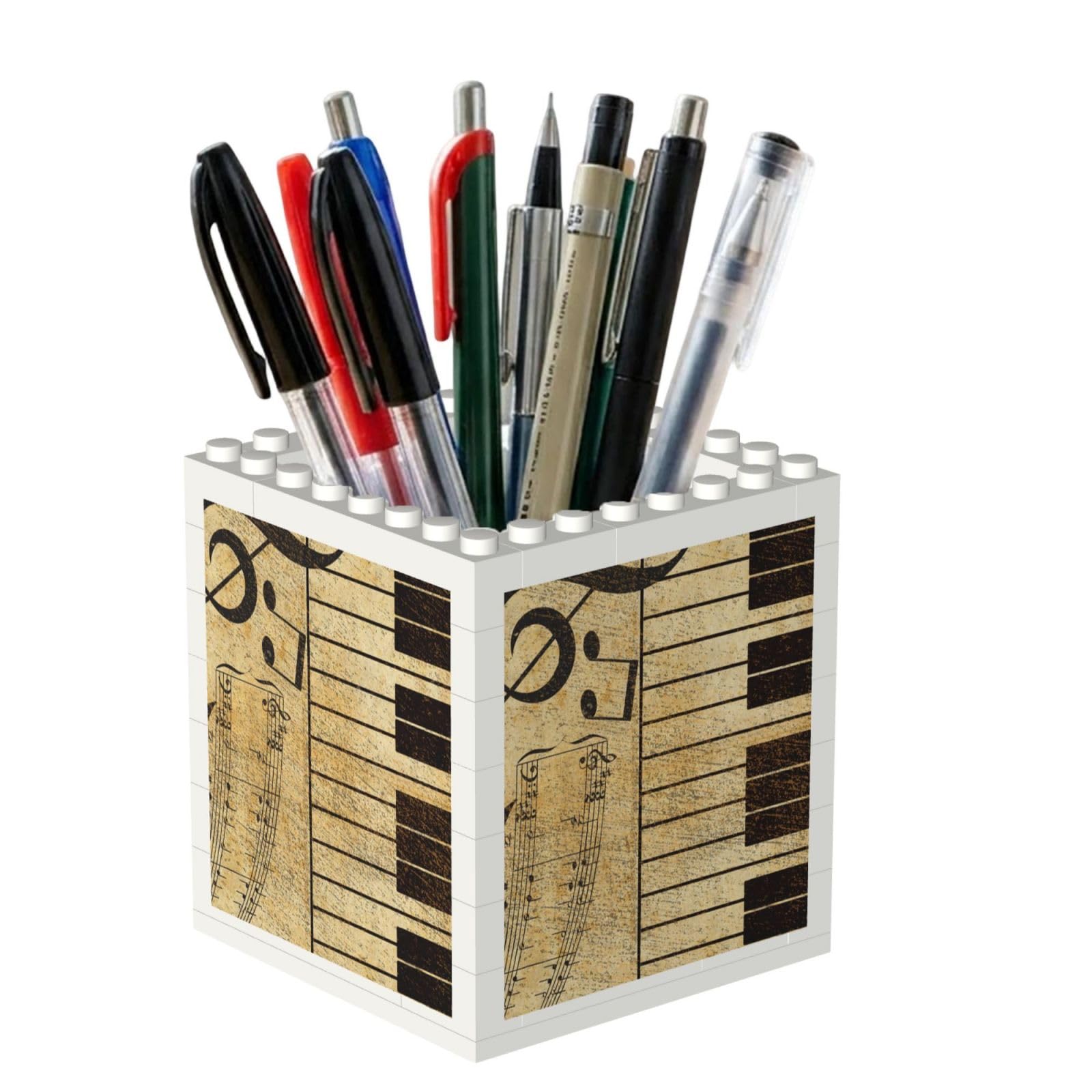 Poadnly Vintage Music Note Piano, Pen Pot Pencil Holder for Office Home School, Compact Desk Organiser for Office Stationery