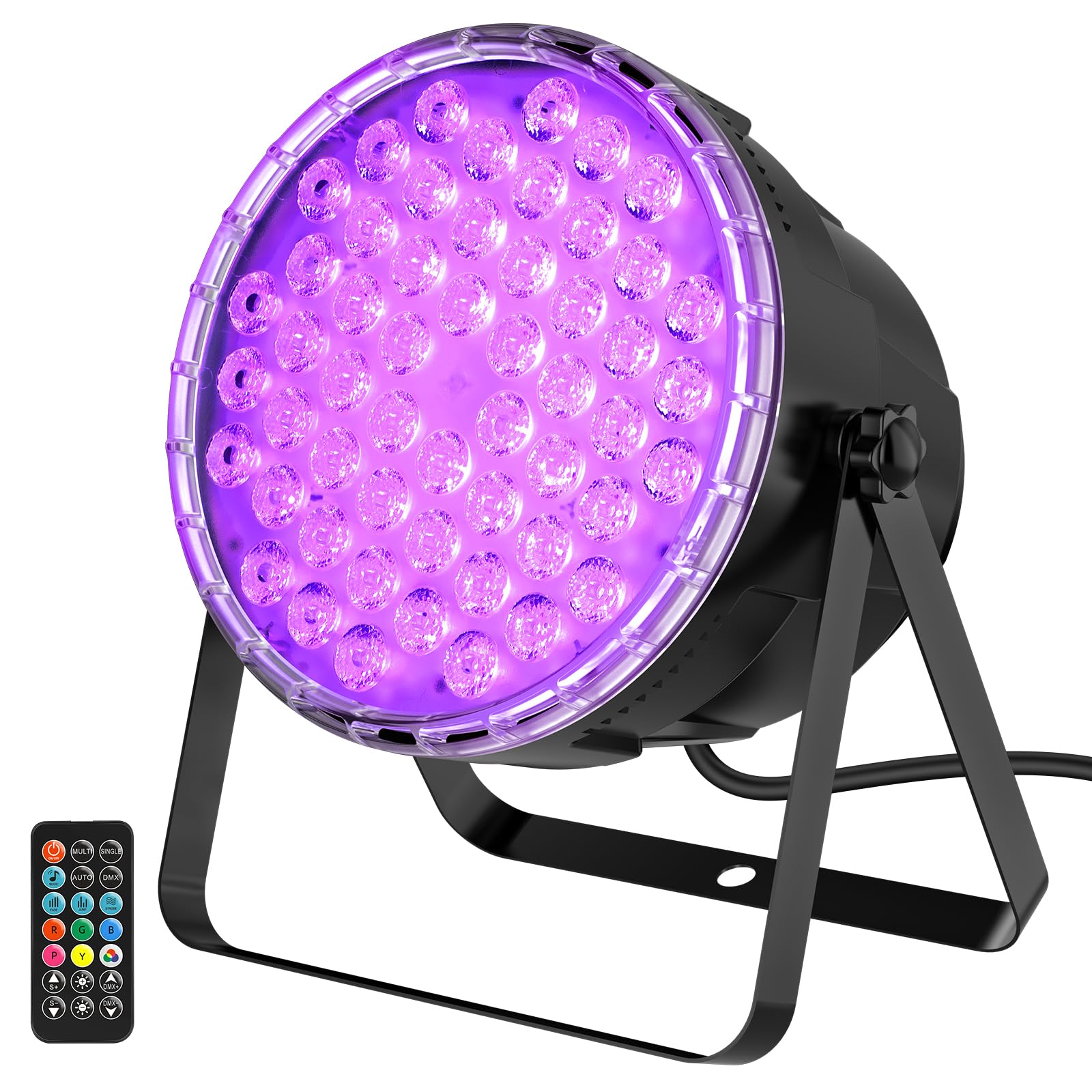 BETOPPER PAR LED 54x3W Faretti da Palco Par Can RGB 3-in-1 con Luminosità Superiore, Controllo Remoto, Effetti Stroboscopici e Wash DMX per Feste, Concerti, Matrimoni, Chiesa, Bar, Eventi(1pz)
