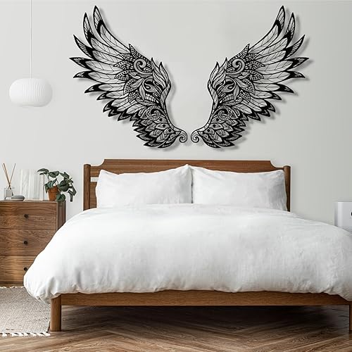 Decoración de pared de alas de ángel de metal, decoración de pared de alas de ángel grandes, ángel de la guarda, escultura de pared de ángel, alas