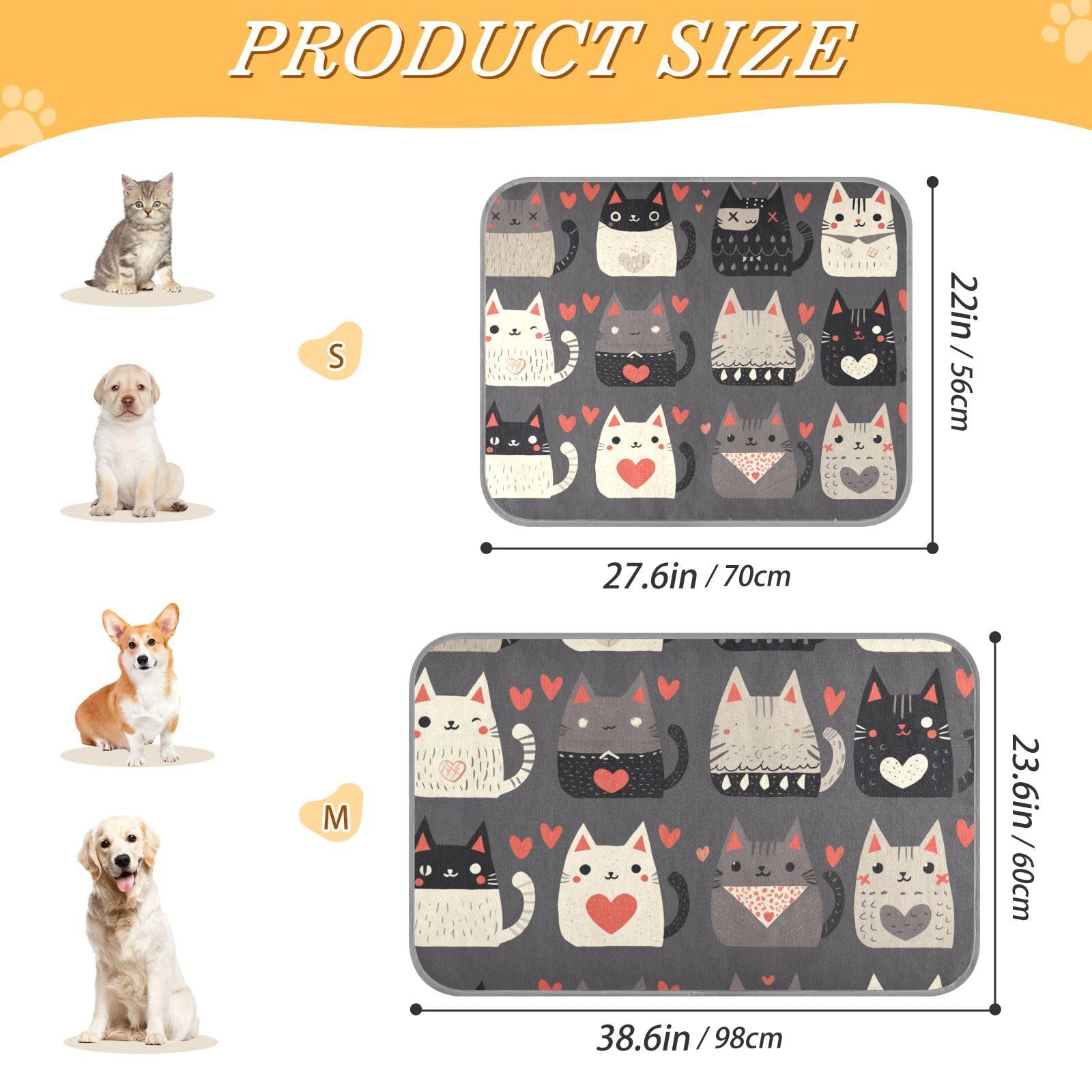 siphylline Cartoon Cute Cats Summer pet Cooling Blanket Self Cooling cat Blankets for Indoor Cats for Doggie Indoors pet Summer esterilla refrescante para Perros S