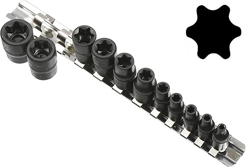 Juego de llaves E externas de 11 piezas Torx Star Bit hembra E4-E20